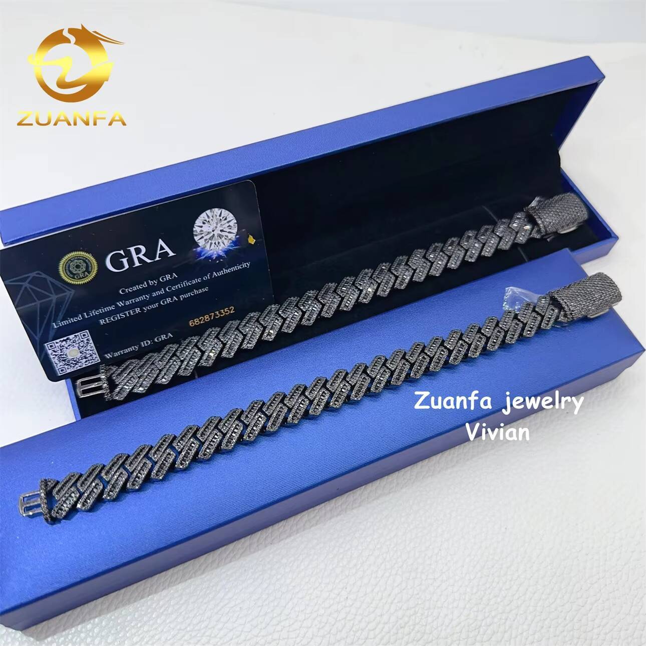 moissanite bracelet Vvs Moissanite Hip Hop Jewelry GRA Certificated 20mm Iced Out Silver 925 Diamond Bracelet Cuban Link Chain