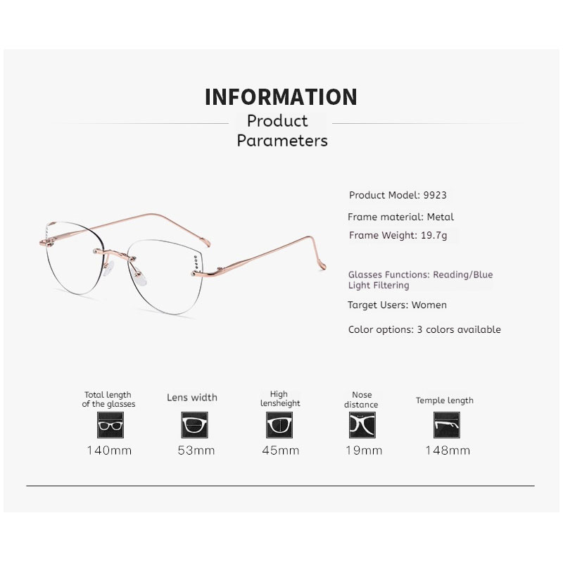 Best selling Photochromic Frameless Fashion Luxury Glasses Retro Men's and Women's Trend Anti blue Photochromic Glasses