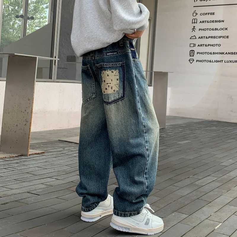 Children Boys Fashion Straight Leg Jeans Pants Retro Solid Color Korean Kids Casual Slim Fit Denim Trousers 5 7 9 11 13 14 YearsT251017