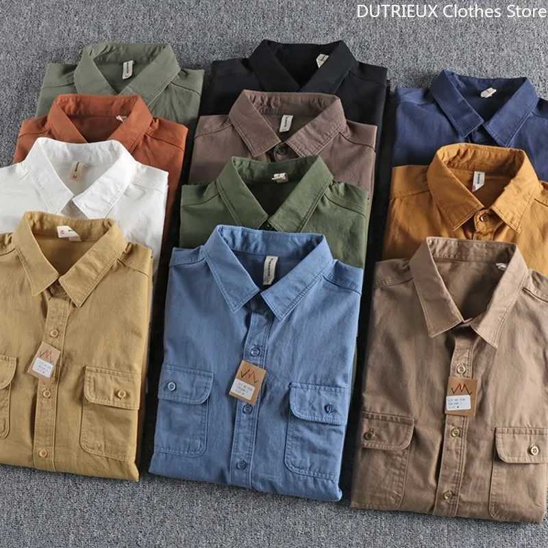 MulticolorHighquality Retro Formal Shirts for Men 100 Pure Cotton Business Casual Longsleeved Shirts Unisefriendly Tops J251017