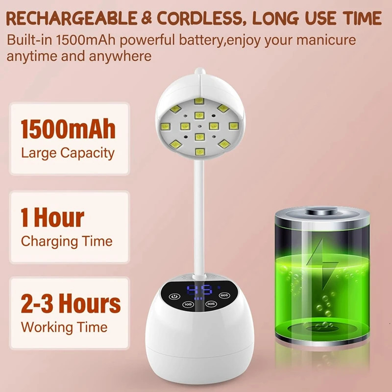 AA20UV LED Nail Lamp Cordless 36W Mini UV Light For Gel X Nails Tips Rechargeable Nail Dryers With Smart Sensor 4 Timer 251014