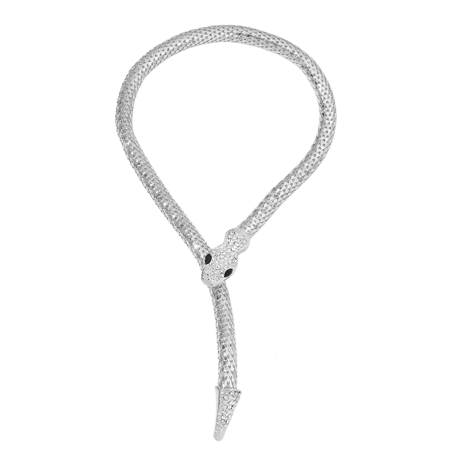 Gold designer necklace Diamond-Studded Magnetic Snake-Shaped Exaggerated Choker Fashion Full Diamond Trendy Versatile Snake Bone free shipping