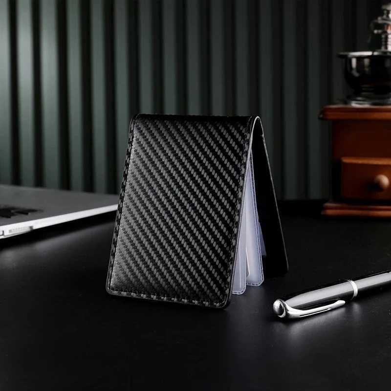2025 Unisex Carbon Fiber Black Mens Slim Card Holder Case for Drivers License and ID Cards Male PU Leather WalletW251017