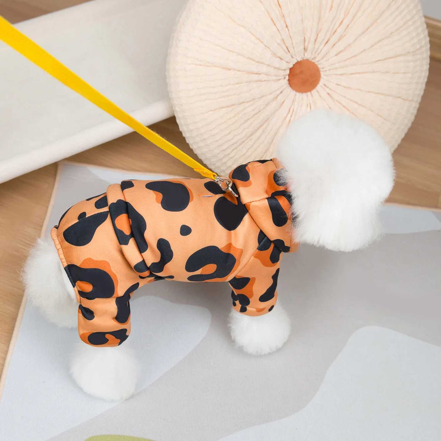 Leopard Print Pet Puppy Dog Fourlegged With hooks Hoodie Clothes Small Dog spring and Winter Warm dog cat pet ClothesW251017