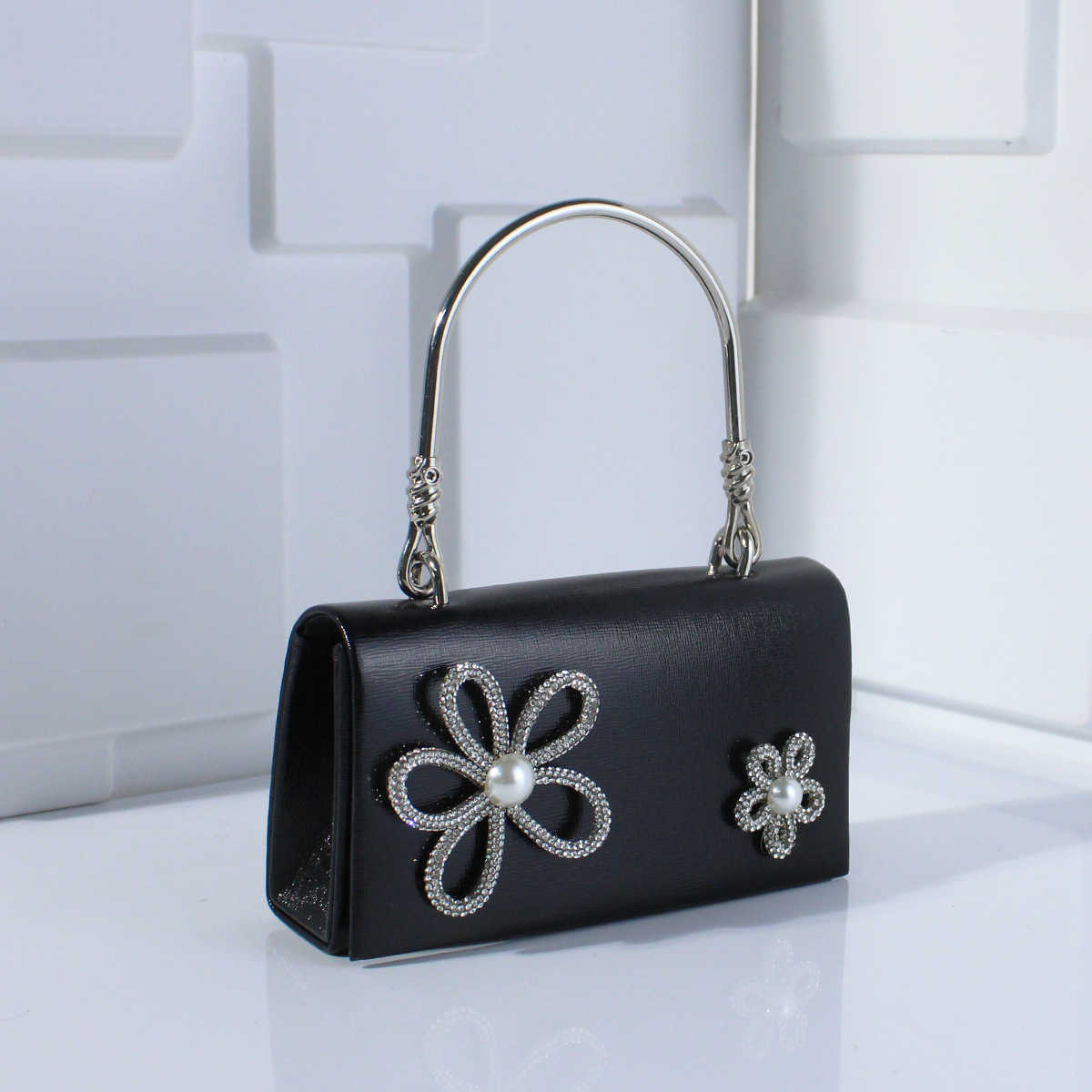 New High-End Rhinestone Flower Evening Bag Handbag Exquisite Versatile Crossbody Dress Bag Wedding Bag Small Square Bag