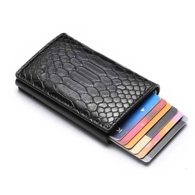 Rfid Credit Card Holder Mens Wallets Money Bags Male Purses Slim Thin Metal Pop Up Smart Black Bifold Serpentine Wallet for MenW251017
