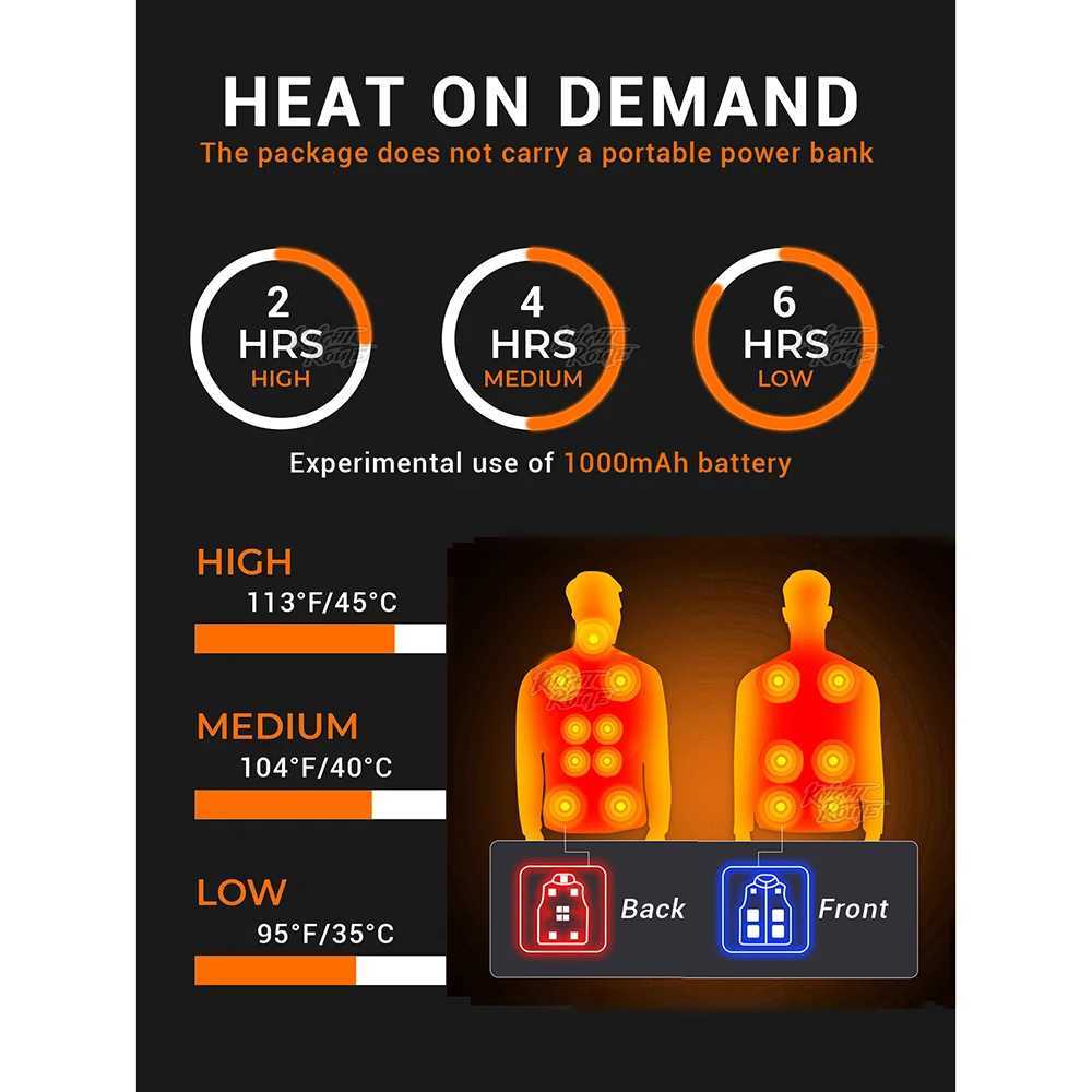 Smart Heated Jacket with 32 Heating Areas 4 Switches 3 Heat Settings Max 45 Degrees Celsius for Outdoor Activities and Winter Hiking Skiing H251017