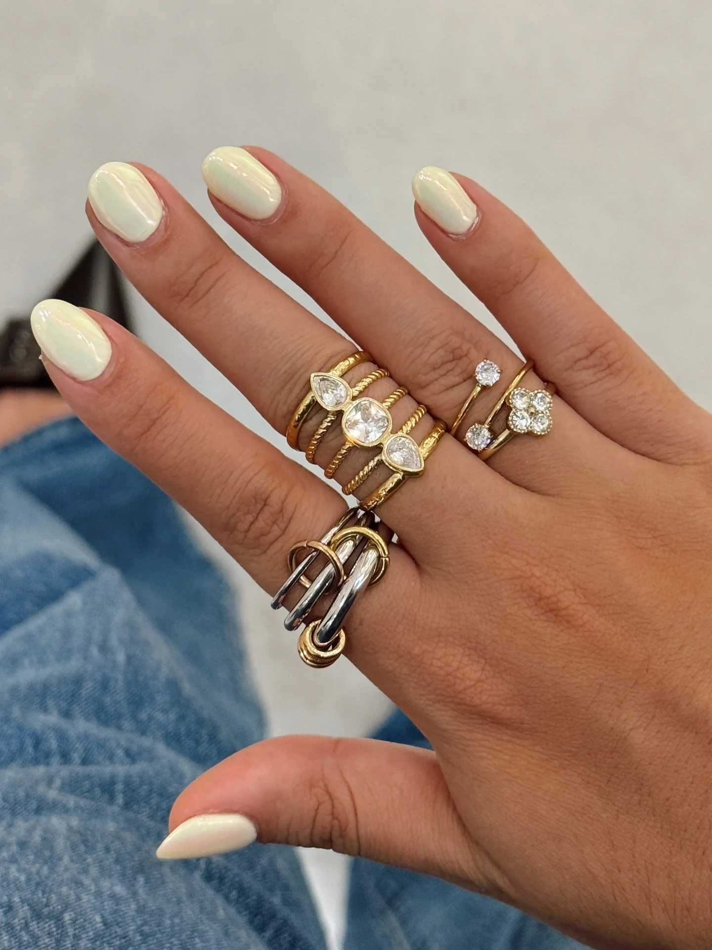 Uworld Trendy Real Gold PlatedSilver Colors Stainless Steel Stacking Spinelli Interlocking Multi Ring Minimalist Statement Jewe Z251017