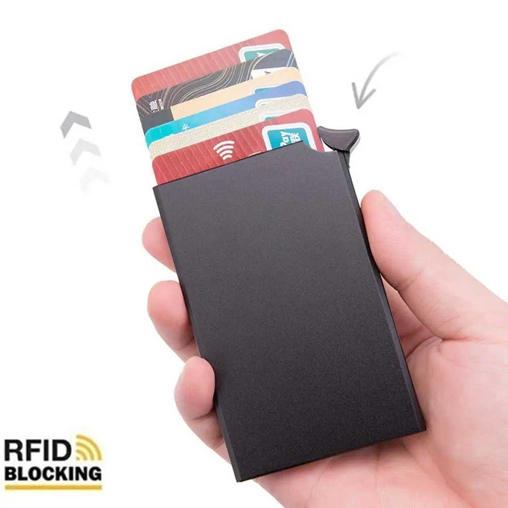 Aluminum Alloy Credit Card Holder Pop Up Antimagnetic RFID Card Case Antitheft Wallet Automatic ID Card Protector PurseW251017