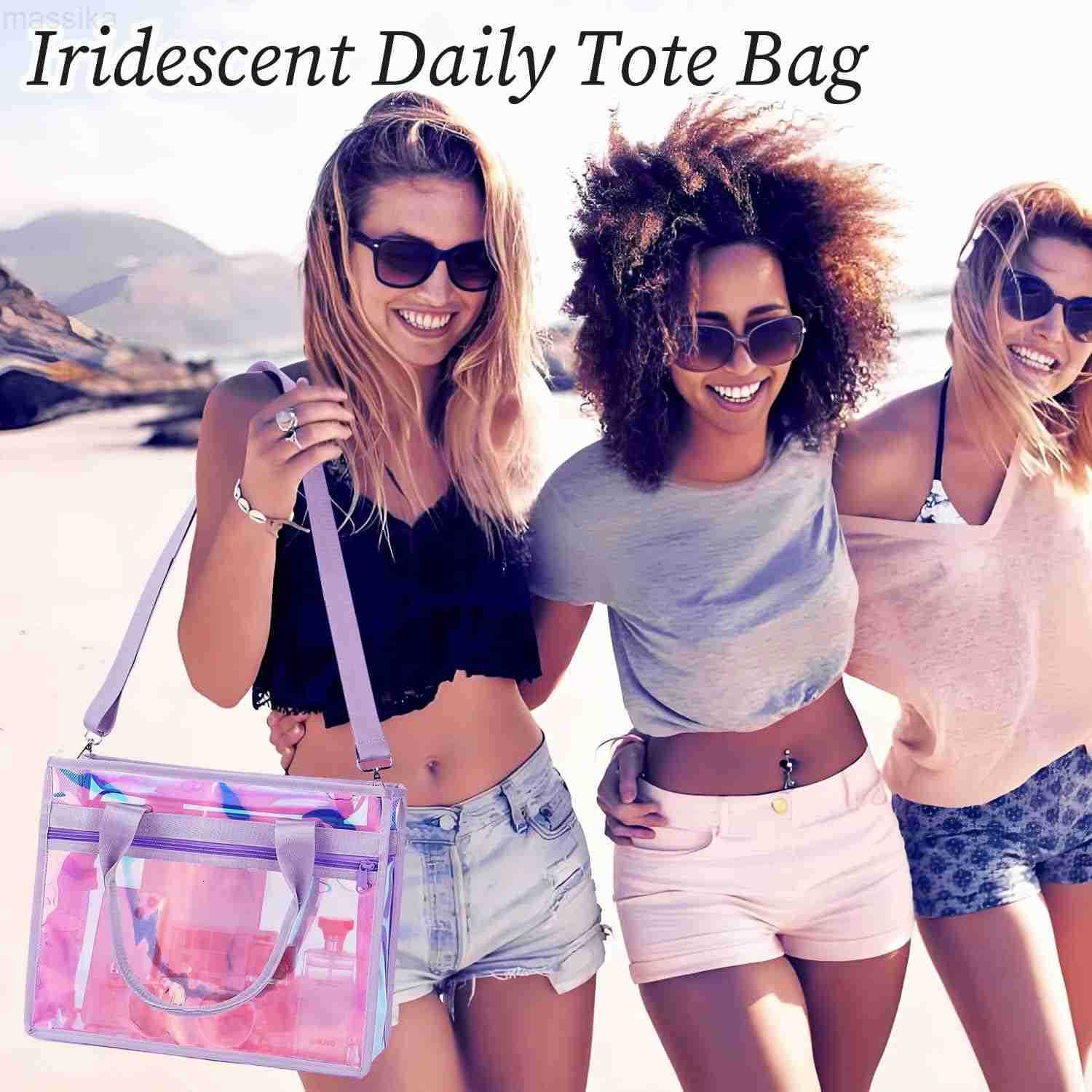 Clear Tote Bag for Women TPU Crossbody Handbag Clear Bag with Zipper Closure for Stadium Events Concert Work Beach M251017