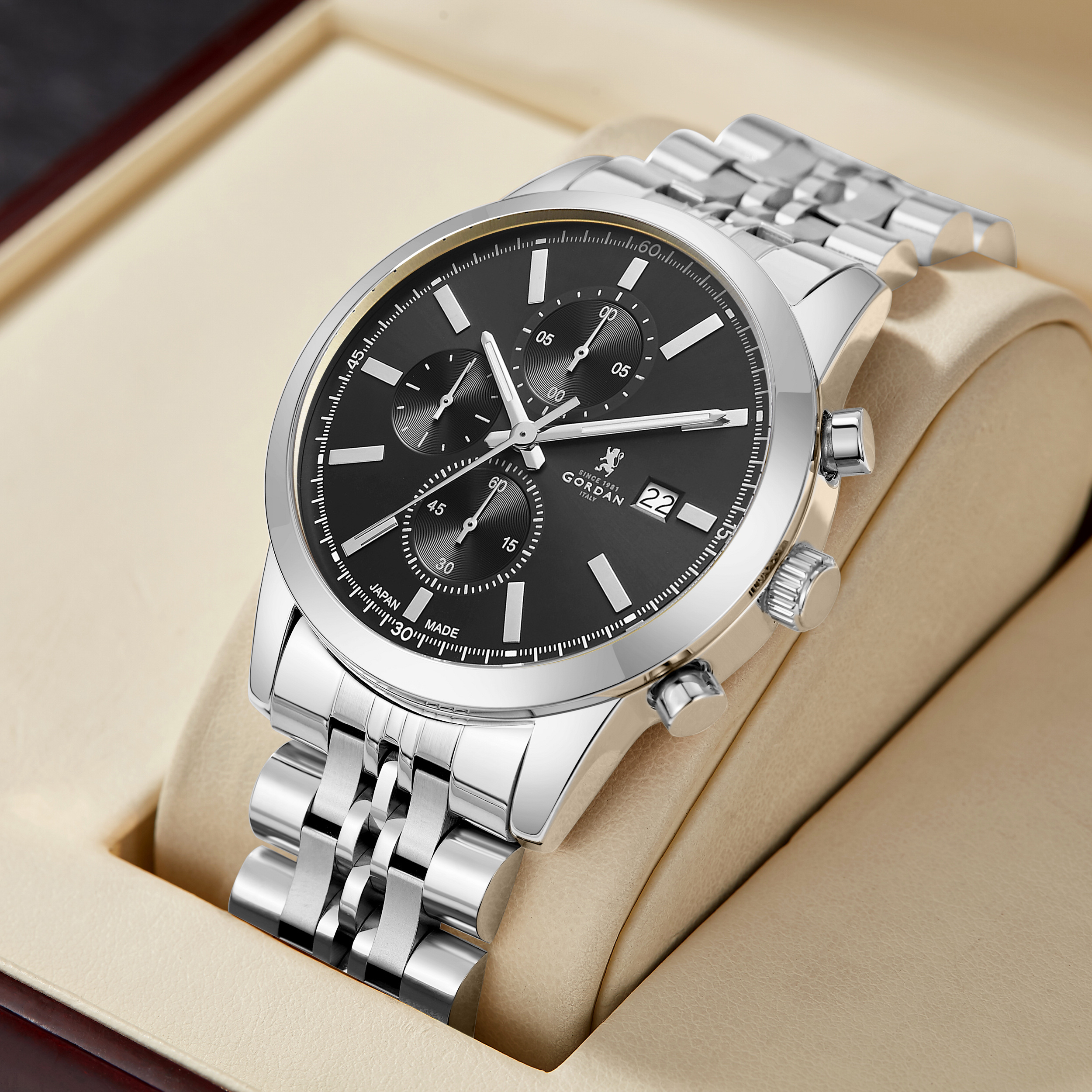 Couple Dress Watch Luxury Stainless Steel Men's & Womens Quartz Chrono Designer Couple Gift Watch with VD53 Japan Movement