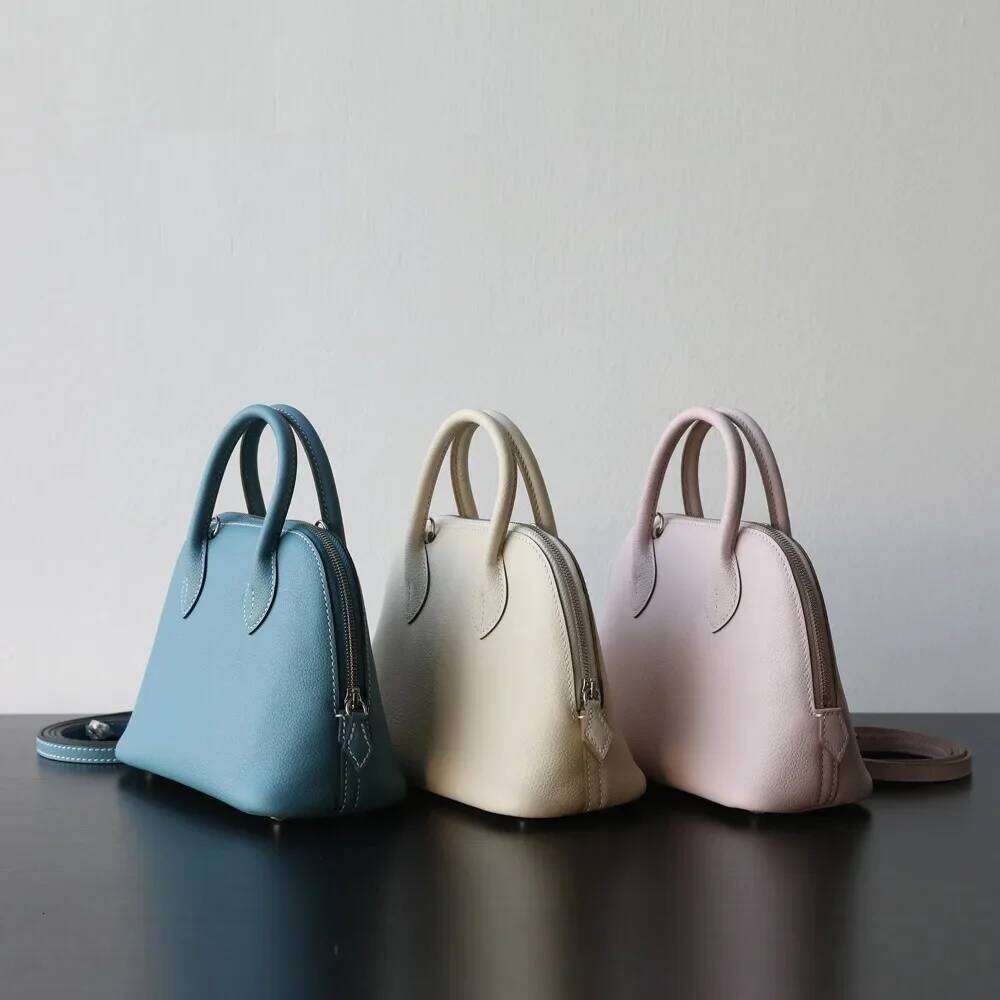 2025 New High-end Light First-layer Cowhide Mini Bowling Shell Semi-handmade Messenger Leather Women's Bag