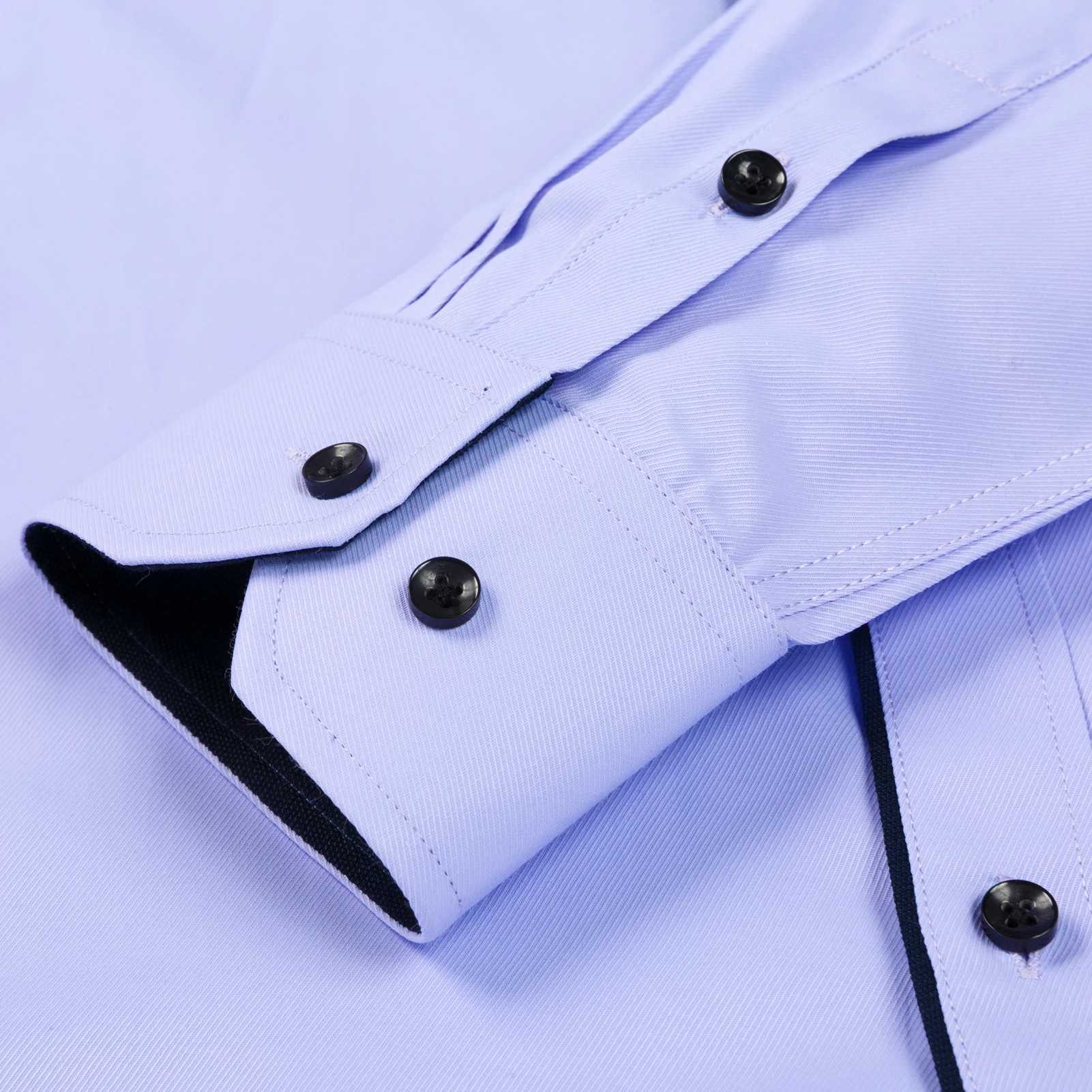 Mens Classic Contrast Stitching Front Placket Dress Shirts SemiFormal Long Sleeve Regularfit Social Business Office Shirt J251017