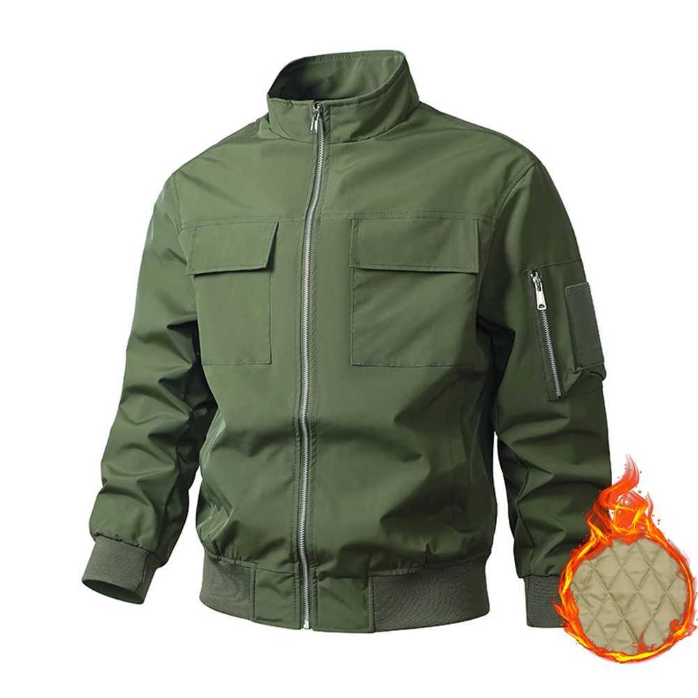 Winter Military Tactical Jacket Mens Solid Color Baseball Jacket Casual Thicken Windproof Warm Air Force MA1 Pilot Jackets Men J251017