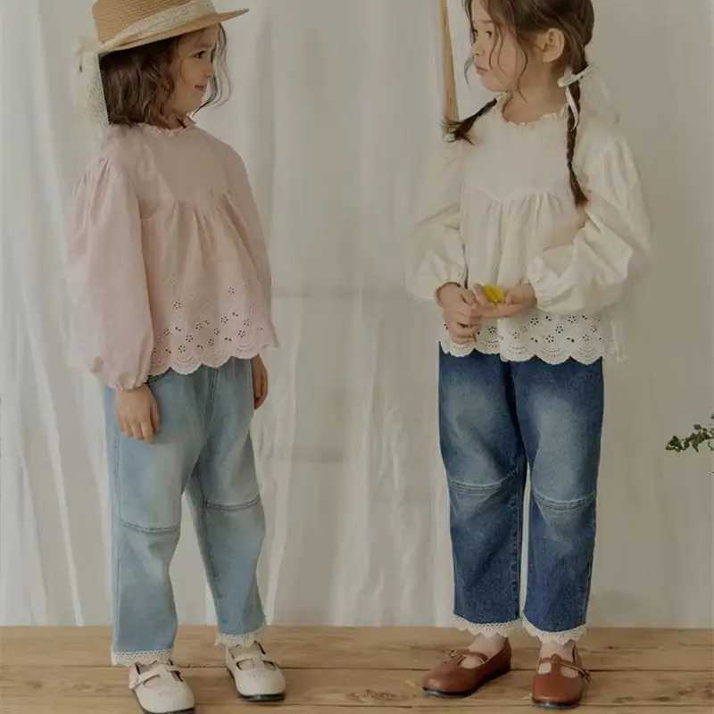 Spring Girl New Kids pants Fashion Childrens Clothes straight jeans Mother Kids loose casual denim TrousersT251017