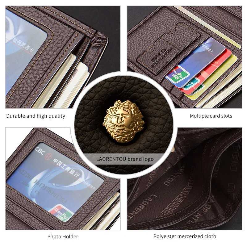 LAORENTOU Men Genuine Leather Wallet Small Card Holder Wallet Gift for Husband BoyfriendW251017