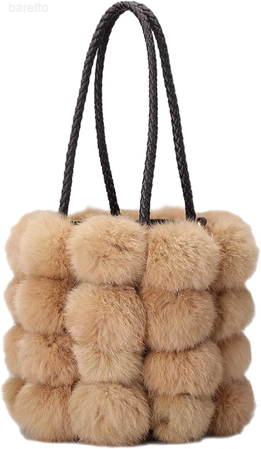 Plush Bucket Handbag Faux Fur Drawstring Fluffy Crossbody Bag Handle Shoulder Tote Bag Z251017