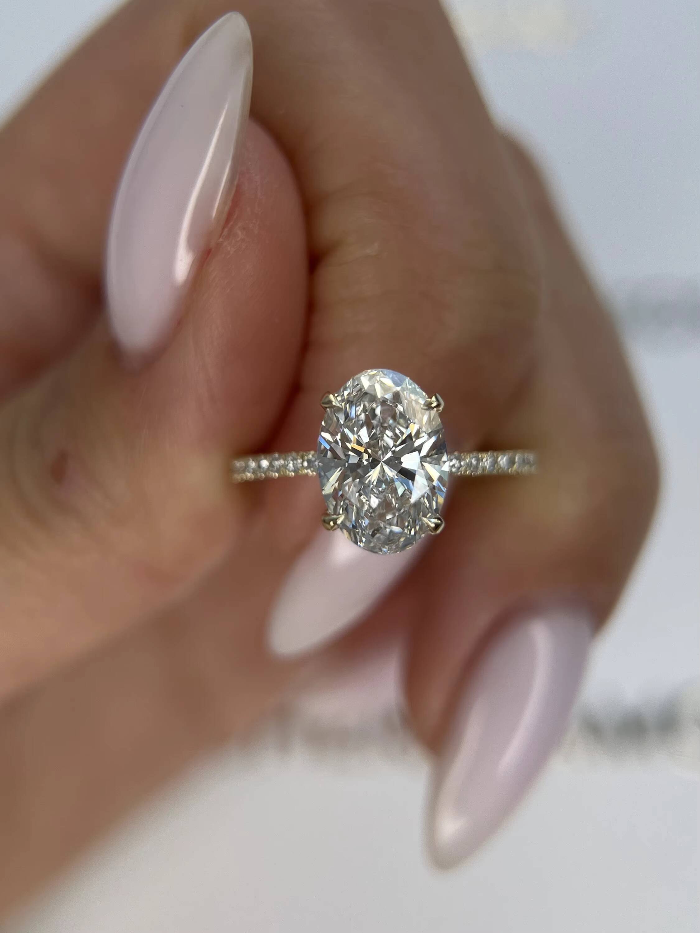 IGI Certificate Laboratory Grown Diamond Engagement Ring 14K Pear Cut Side Stone Marquise Engagement Ring