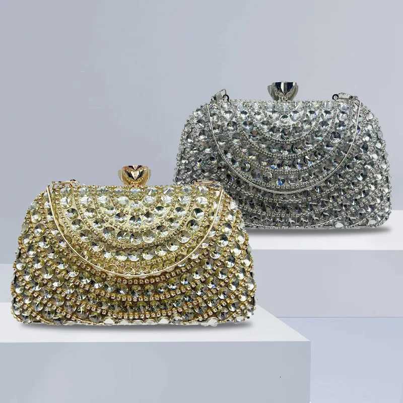 Women Silver Color Crystal Clutch Purse Stones Minaudiere Rhinestones Evening Bags Bridal Diamond Handbags Wedding Dinner Purses Z251017