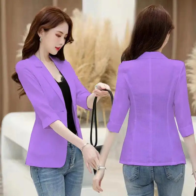 Women Cotton Linen Blazer Summer Short Suit Jacket Korean Casual Summer Sun Protection Clothing Large Size 5XL Thin Top 251017