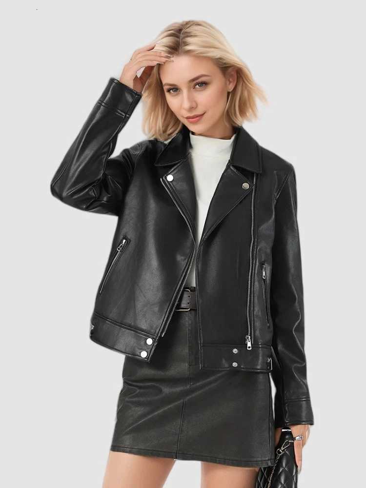 Women Faux Leather Coats Zipper Coat Casual Slim Fit Turn Down Collar Jackets Work Elegant Jacket Y2k StreetwearT251017