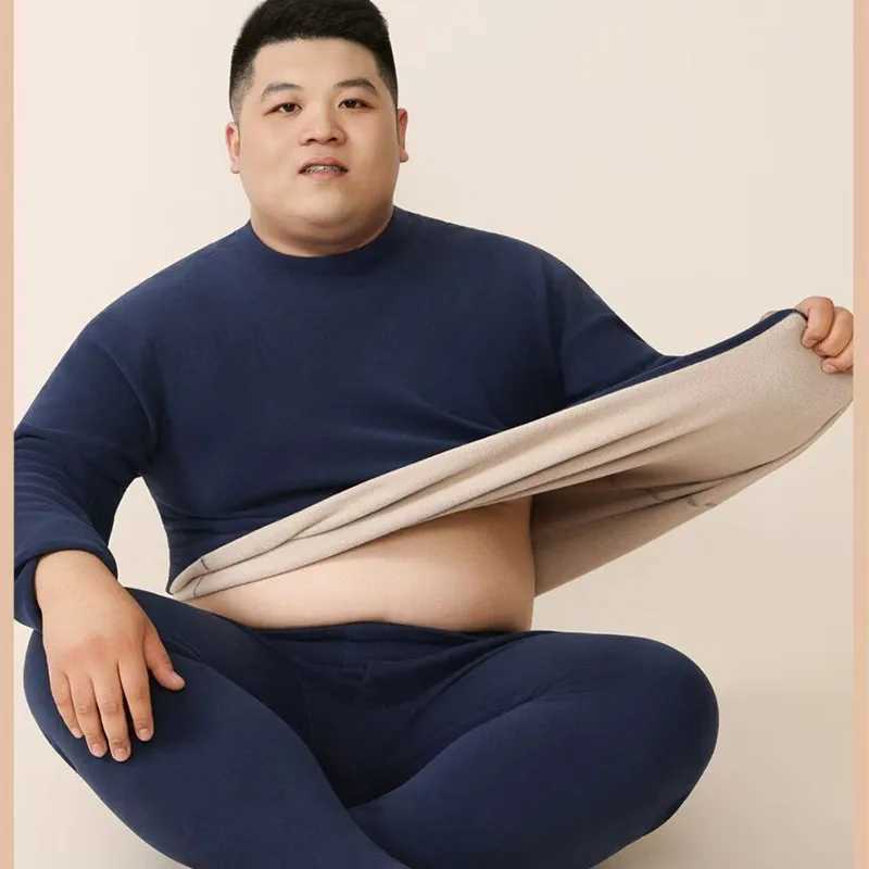 Basic Mens Winter Thermal Underwear Casual Soft Elastic Autumn Thickened Set for Men Black Thermal Clothing Plus Size 8XL 7XL H251017