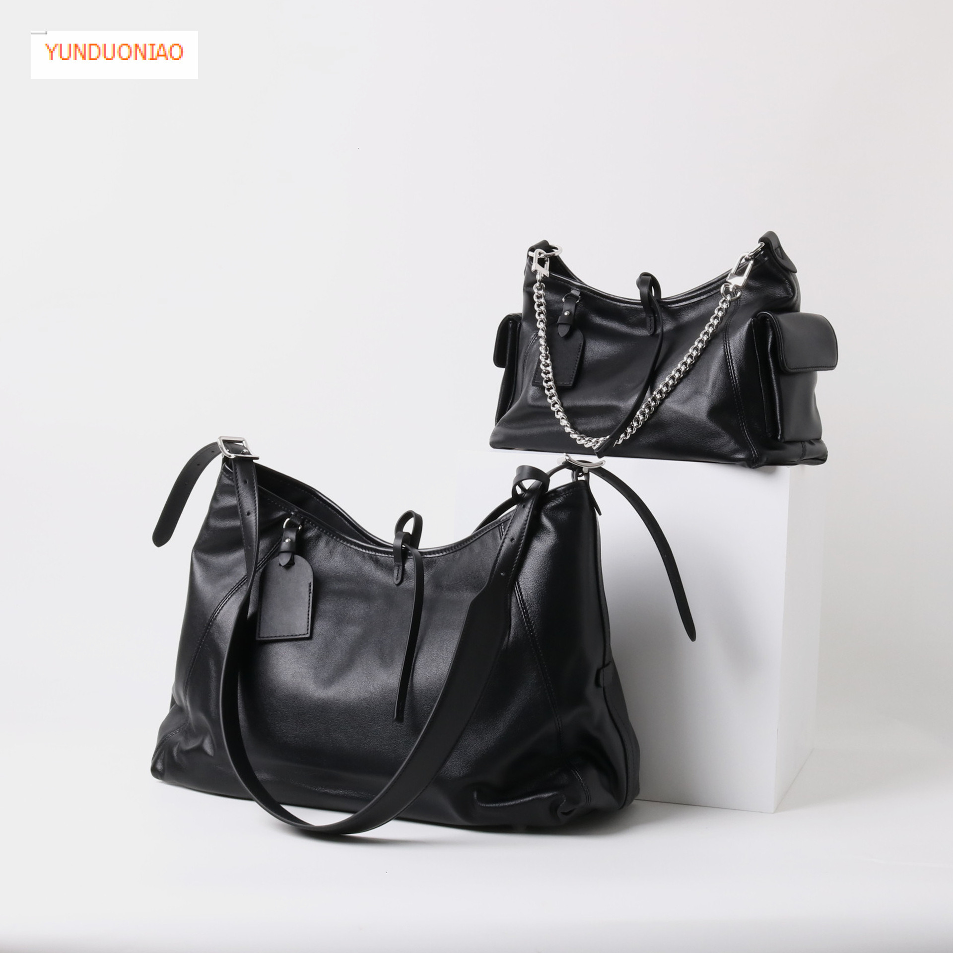 Autumn and winter new leather designer bag soft cowhide new black women's crossbody bag single item designer commuting luxury handbag