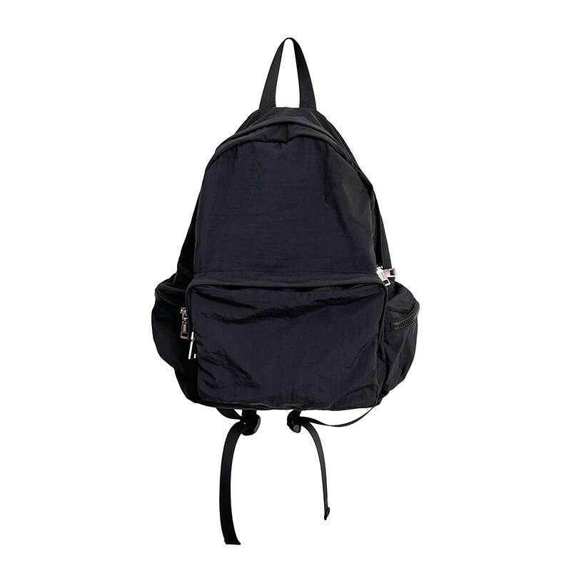 Korean Casual Lightweight Commuter Large Capacity Harajuku Style Backpack Solid Color Simple Student Nylon Cloth School Bag B5