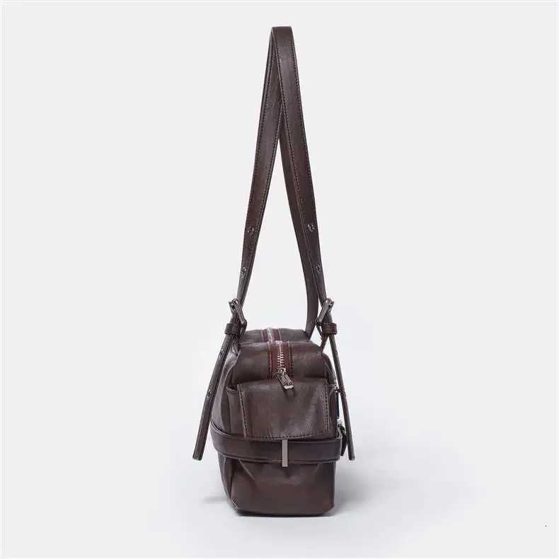 2025 New Korean design Soft Leather Crossbody Bag Wens Saddle Bag Underarm Bags Four Small Bag Sli Trendy Handbag1 D251017