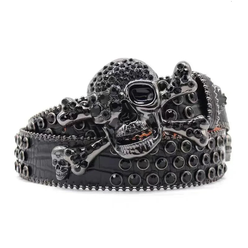 Punk Skull Diamond Belts Buckle Hip Hop Jeans Decorative Pu Rhinestone Acrylic Crystal Belt Men Women Y2k Alloy Solid Pin Buckle 251010