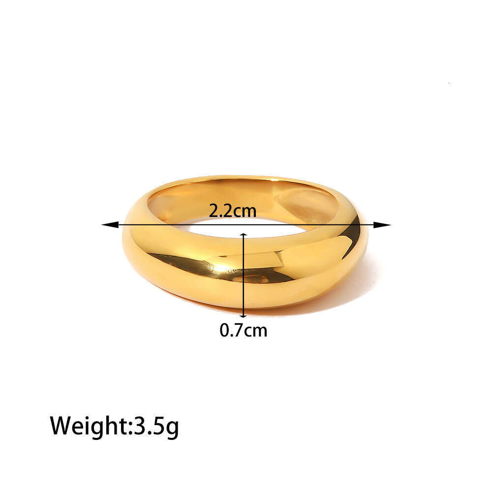 INS Simple Round Smooth Curved for Women Stainless Steel 18K Gold Plated Trendy Ring Women's Jewelry ddmypluto