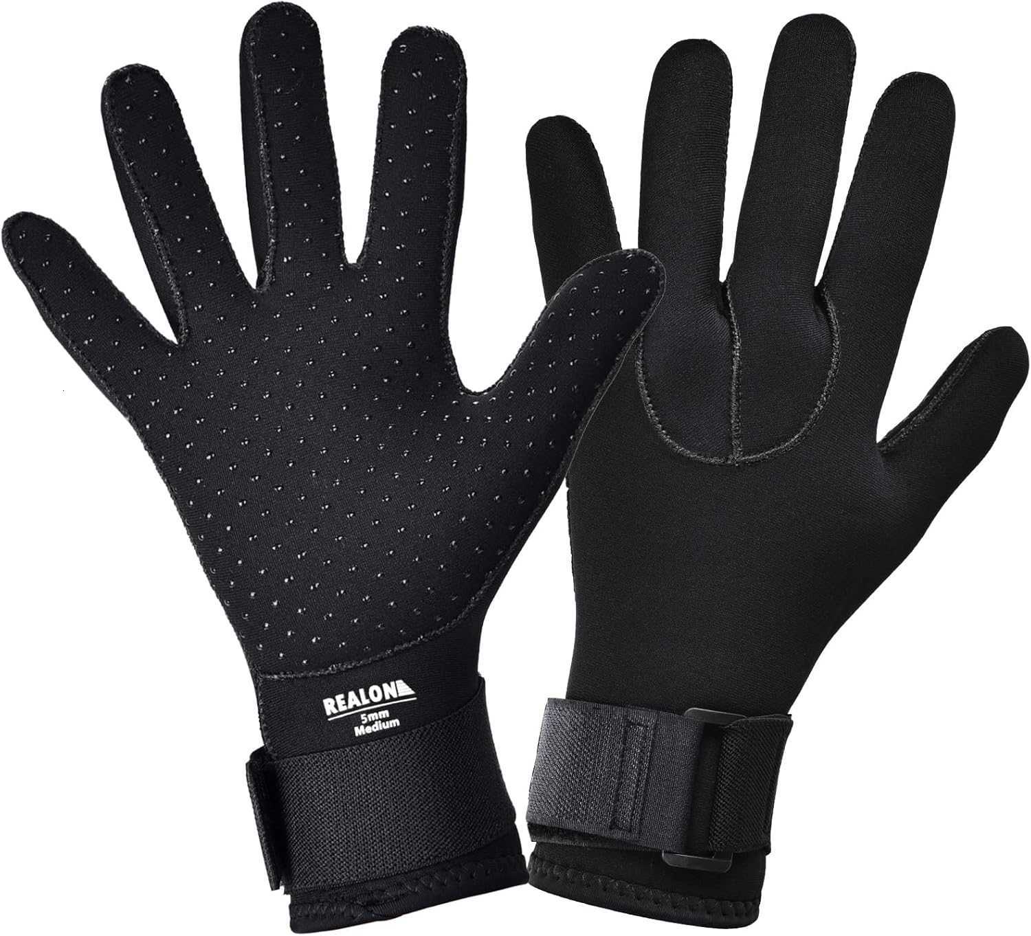 Diving Neoprene Wetsuit Gloves Men Women 5mm Warm with Five Finger in Cold Water Sports Elastic Wrist Band Anti Slip for Paddling Swimming Fishing Sai