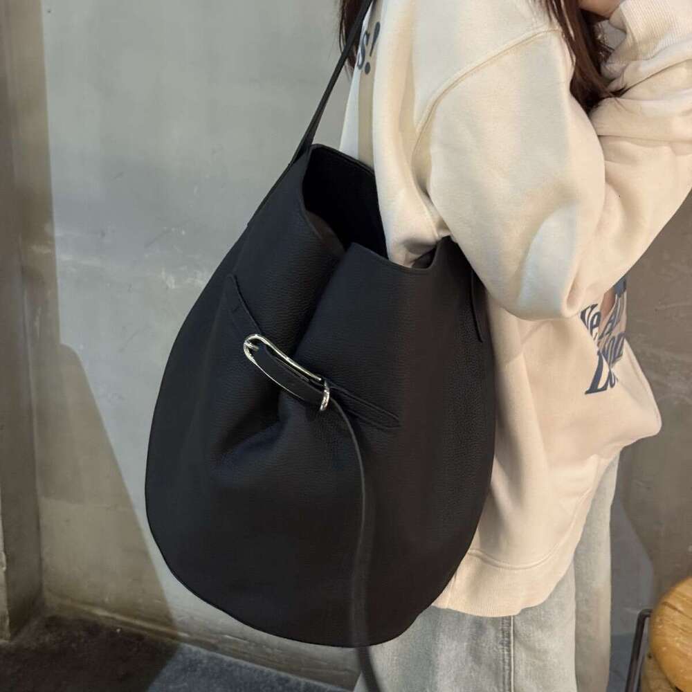 Bucke*T Bucket Autumn Winter Top Layer Cowhide Hobo Tote Large Capacity Commuter Shoulder Crossbody Bag