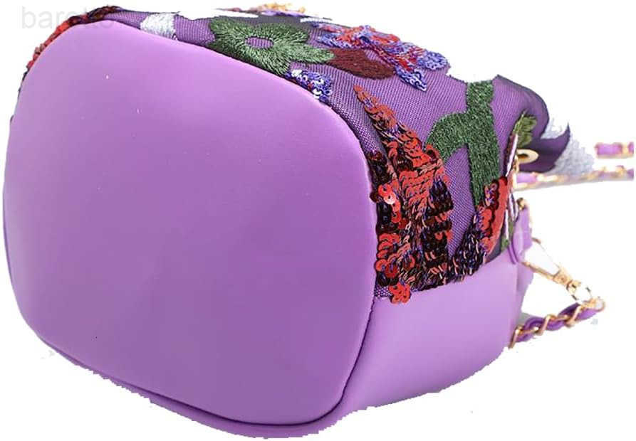 Bucket Bag Chinese Retro Crossbody Bags Embroidered Flowers Chain Handbag For Travel Daily Shopping 1PCS Z251017