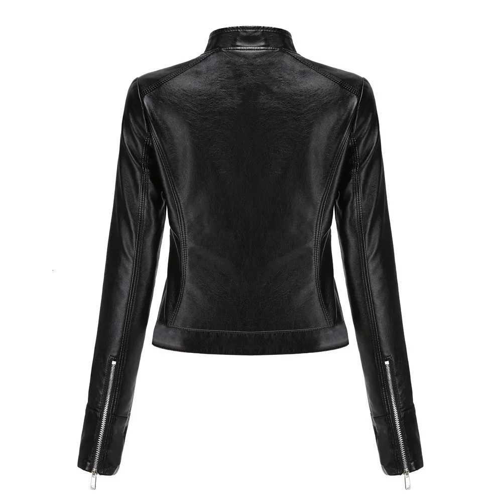 Faux Pu Leather Coat Women Thin Coats Jacket Stand Collar Spring Zipper Casual Splice Jackets Slim Sexy Y2k Streetwear SpringT251017