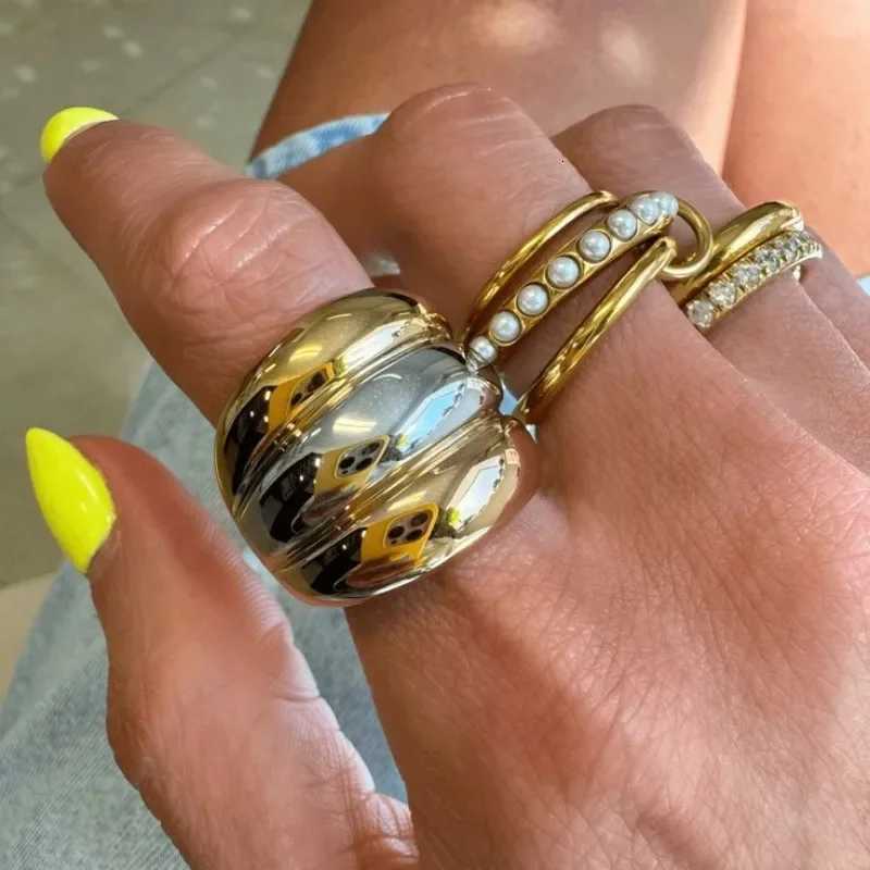 Charm Luxury CZ Zircon Mix Color Multilayer Chunky Rings for Women 18K Gold Plated Stainless Steel Jewelry Party Gifts Wholesale Z251017