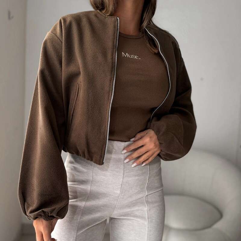 Autumn New Fashion Versatile Short Woolen Jacket Women's Pilot Coat B5