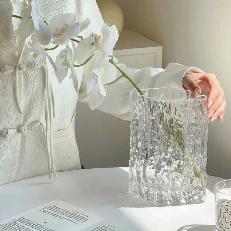 Nordic Style Glass Vase Creative Glacier Transparent Vase Plant Vases Hydroponic Flower Home Living Room Decoration Accessories C251017