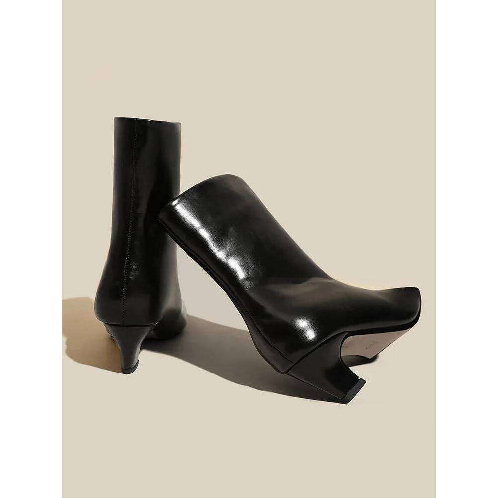 Ankle For Women 2025 Autumn Winter Point Toe PU Leather Boots Elegant Thin Low Heel Shoes Botas Botines Para Mujeres