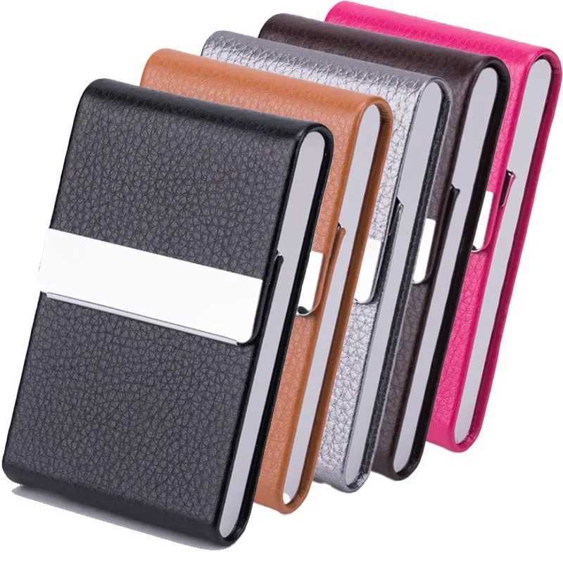 High Quality Business Multifunction Card Holder Case Slim PU Leather Metal Pocket Card Holder with Magnetic Shut Cigarette CaseW251017