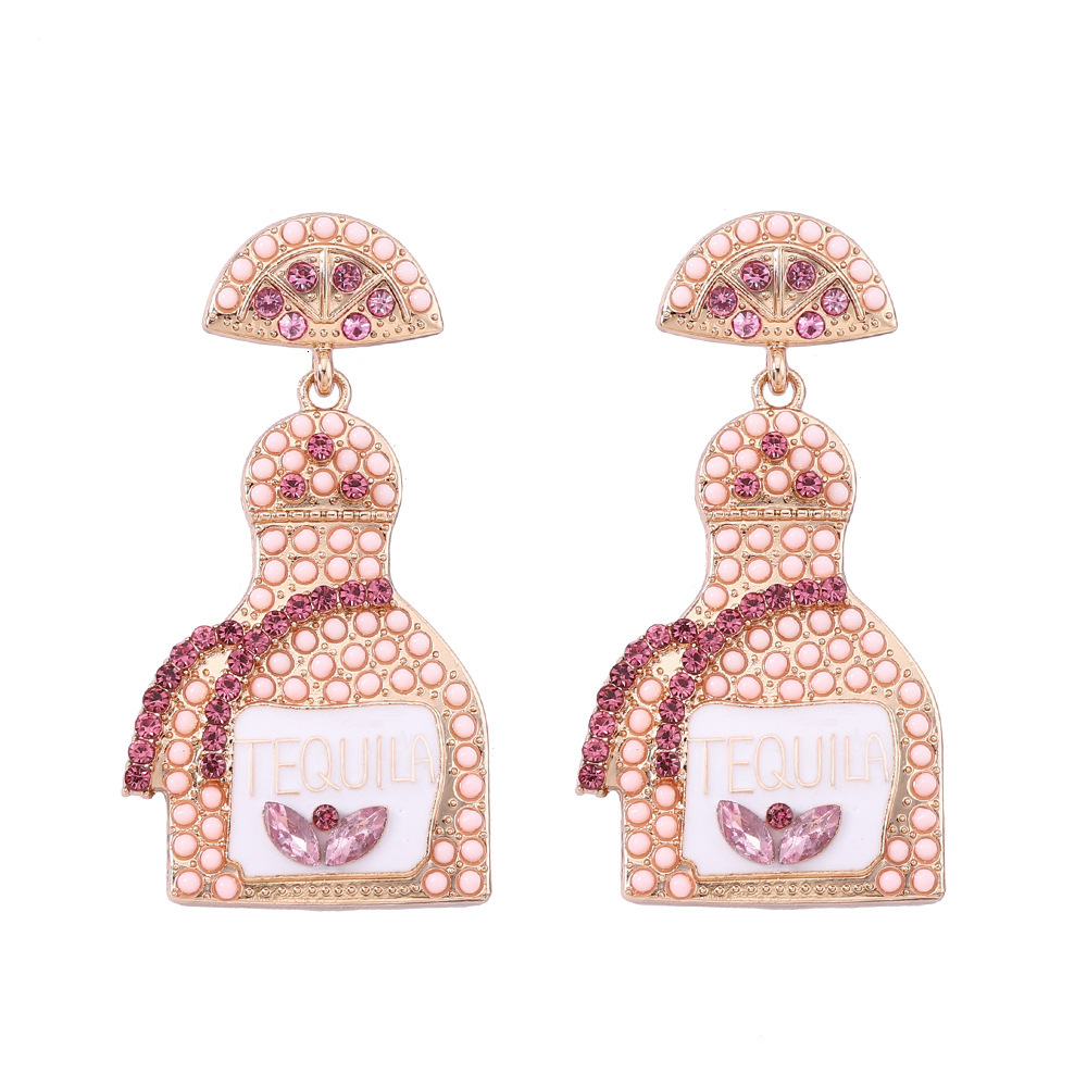 Designer earrings for woman Fashion Wine Bottle Earrings Letter Alloy Full Diamond Women's Earrings luxury earrings free shipping