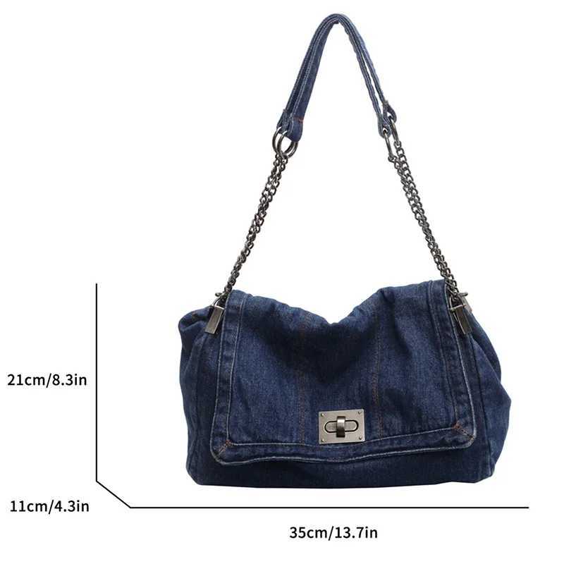 Casual Cmuter Large Capaci Denim Wens Bag 2025 New Versatile Chain Single oder Crossbody Tote Bag1 D251017