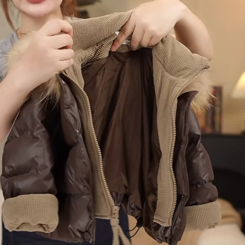 Childrens Down Cotton Jacket Hooded Big Hairy Collar Boys Brown Winter Cotton Jacket Boys Jacket 251015