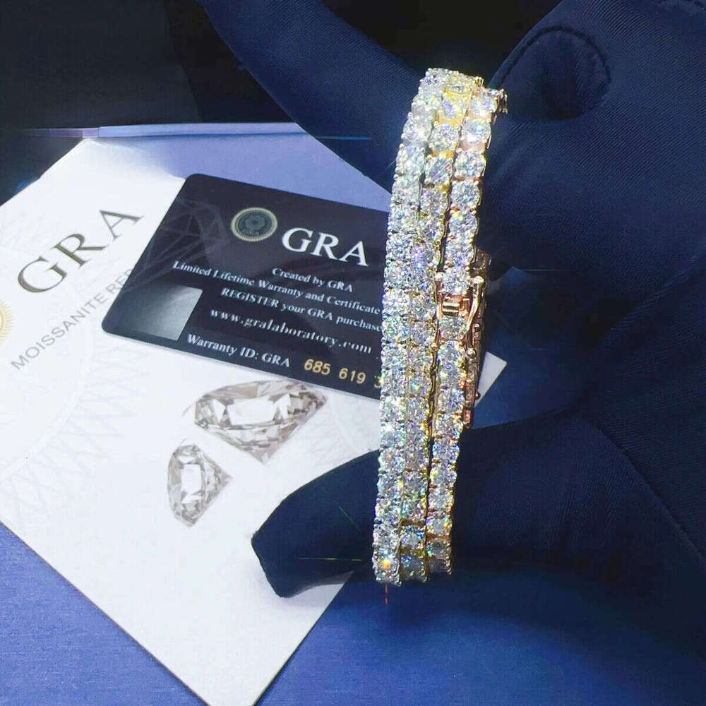 High Quality Sterling Sier Ice Out 4mm 65 Moissanite VVS Tennis Chain Bracelet for Men Women