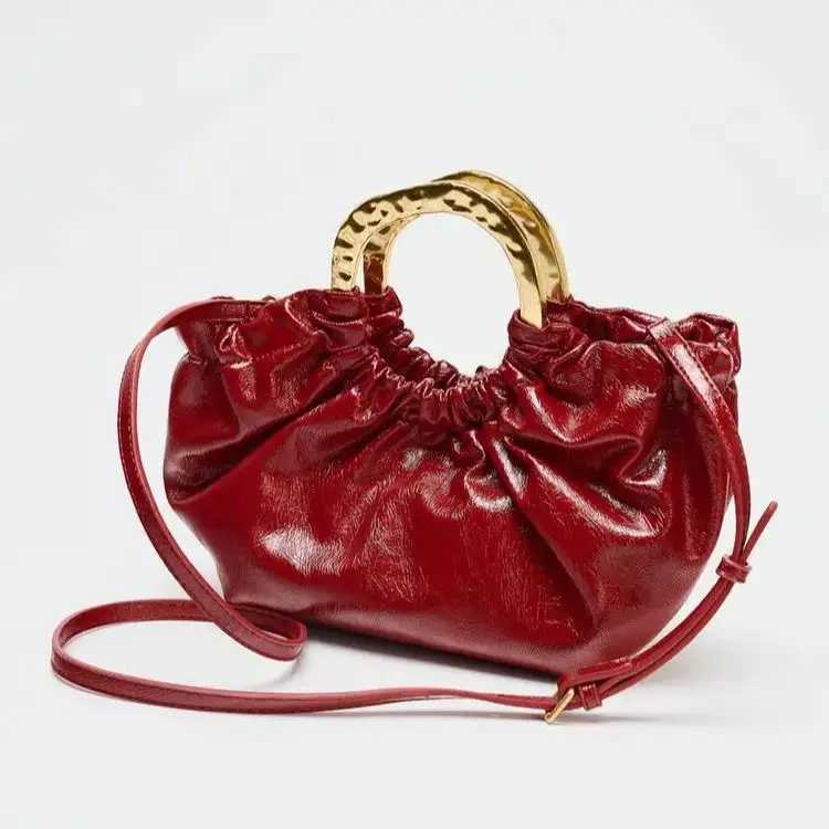 RUCHED HANDBAG Fashionable Metal Handle Clutchs Womens Handbags Luxury Design Crossbody Bag Small Totes for Ladies Z251017