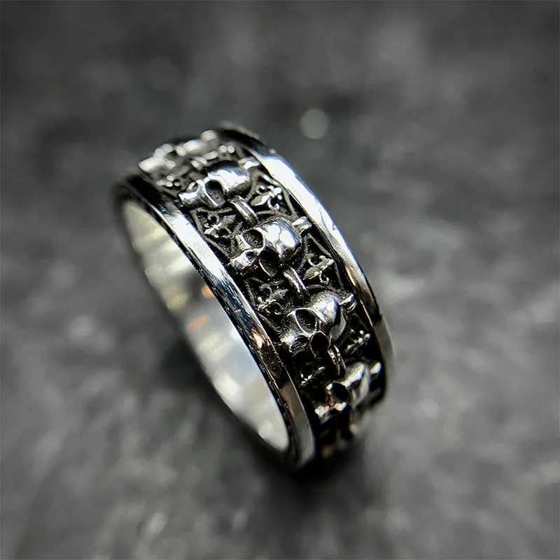 Punk Gothic Retro Engraved Horror Multiple Skulls Open Ring Mens Halloween Trend Cosplay Wearing Prop Motorcycle Ring Wholesale Z251017