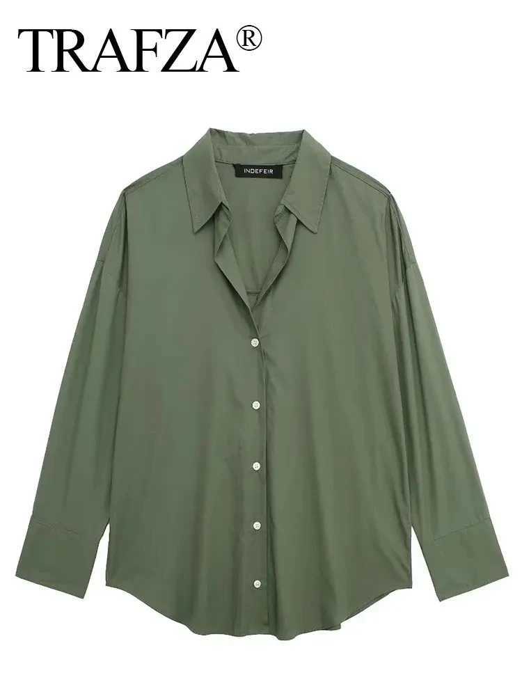 HH Summer Womens Elegant Long Sleeve Lapel Blouses Casual Vneck Single Breasted Loose Shirt Office Lady Commuter Tops J251017
