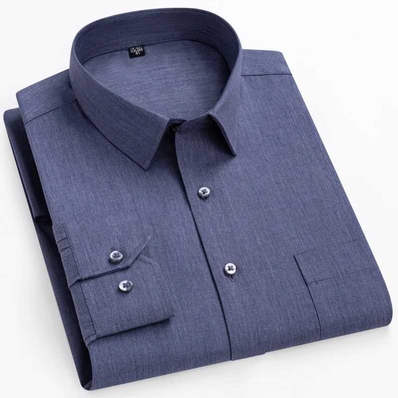 Mens 100 Cotton Shirt WrinkleFree Long Sleeve Business Professional Big Size S8XL Plus Size Formal Office Easy Care Shirts J251017