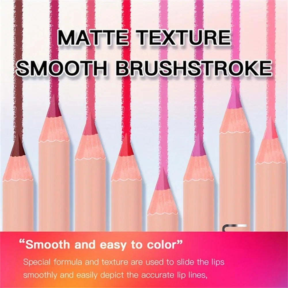 Fine Slim Lip Pencil Waterproof Easy To Color Matte Pink Purple Longlasting Waterproof Non Stick Cup Pigment Sexy Lip Cosmetics 251014