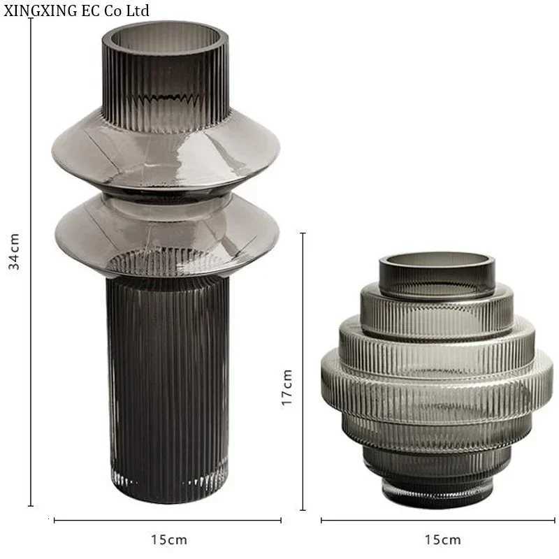 Modern Personty Gray Glass Countertop Vase Creative Modeling Living Room Flower Arrangement Home Decoration Accessories C251017